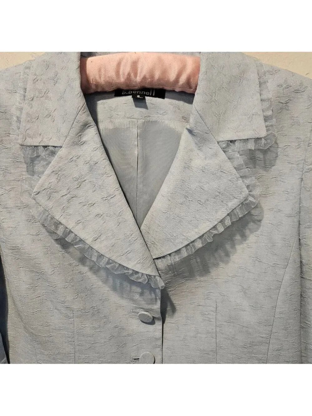Women's b.bennett Vintage 90s Light Blue Skirt Suit Size 8